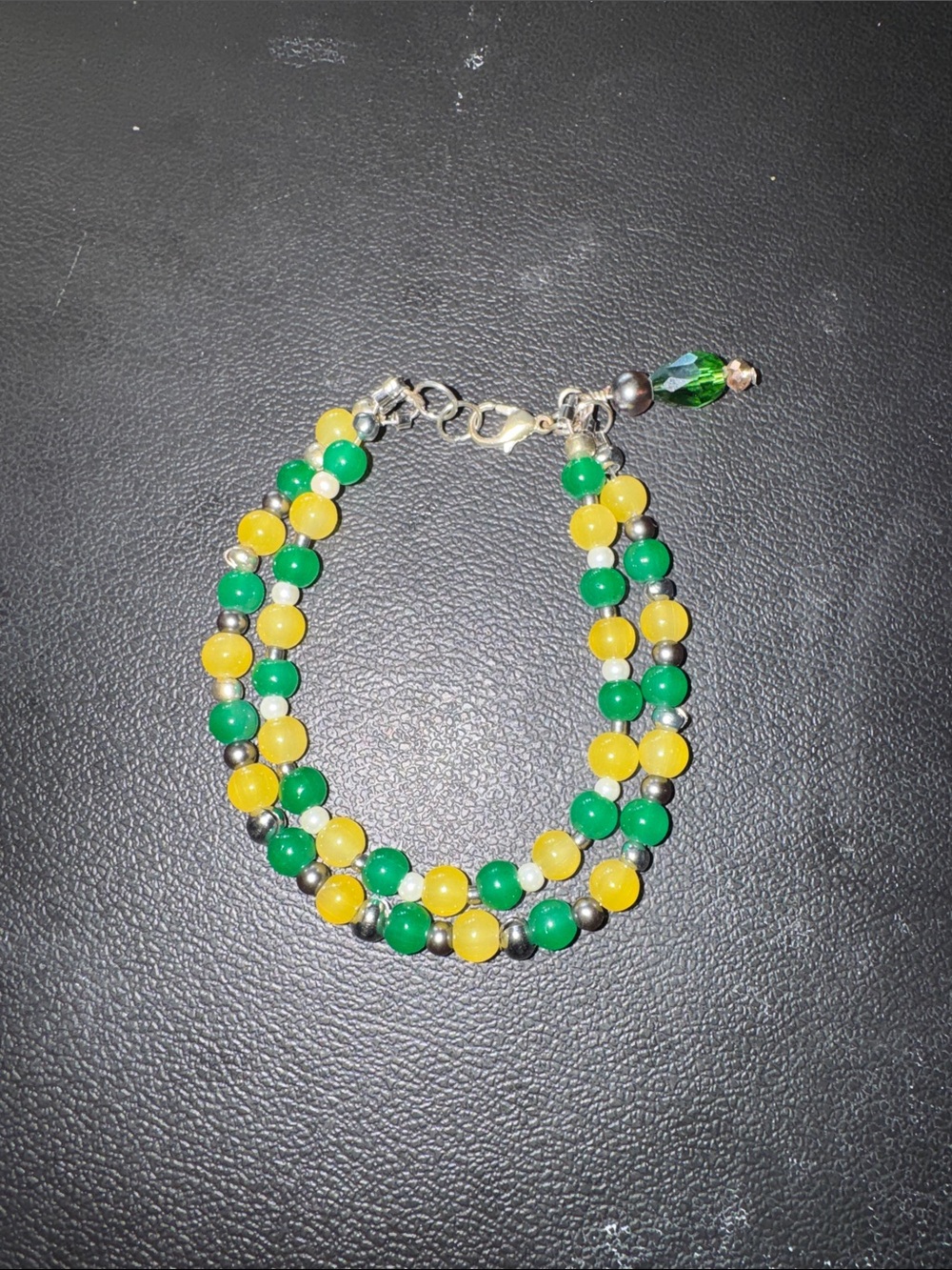 Green & Yellow Double-Strand Beaded Bracelet for Women